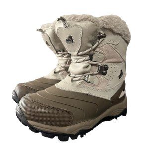 Pacific Mountain Snow Boots Youth Child Size 13 Cream & Brown Waterproof Leather